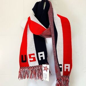 Vintage Knitmakers USA Patriotic American Flag Knit Scarf
